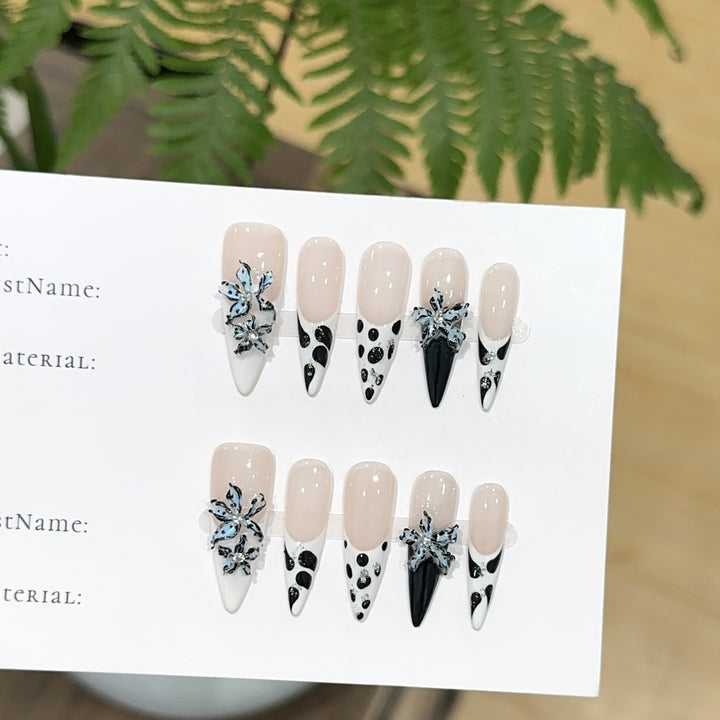 Artistic Floral and Geometric Press-On Nail Set