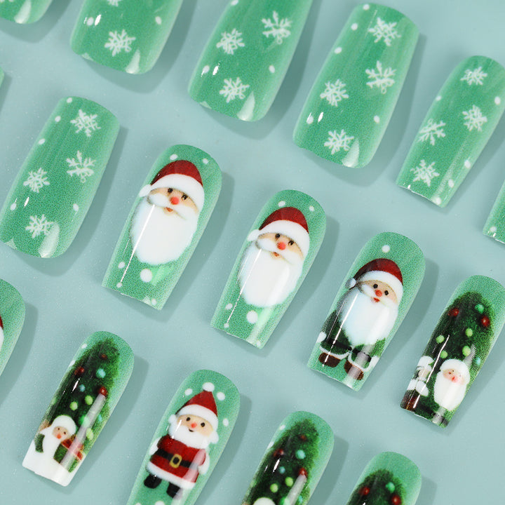 Glittering artificial nails in festive Christmas design Kalsten