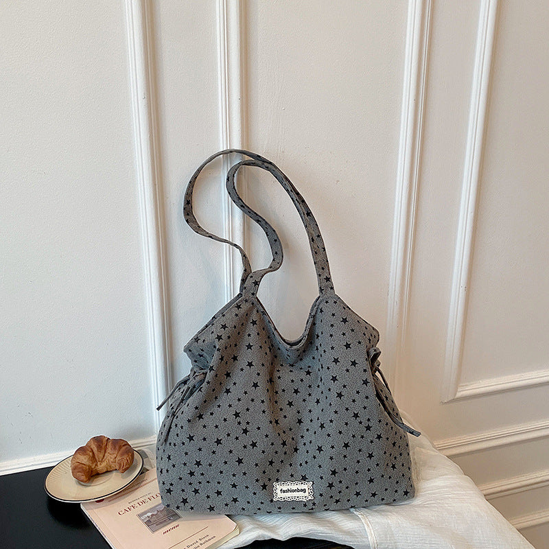 Casual Star-Patterned Tote Bag