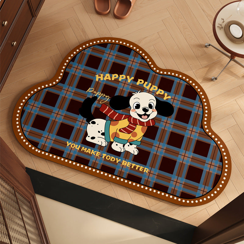 Playful Puppy Themed Bath Mat Kalsten