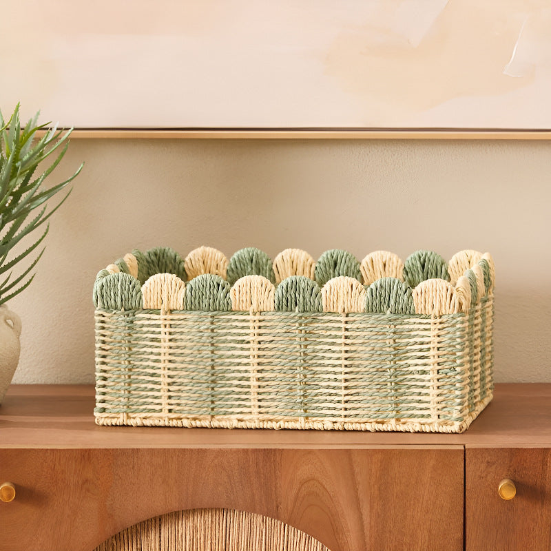 Handwoven storage basket with wave edge Kalsten