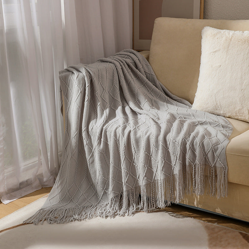 Textured Knitted Throw Blanket