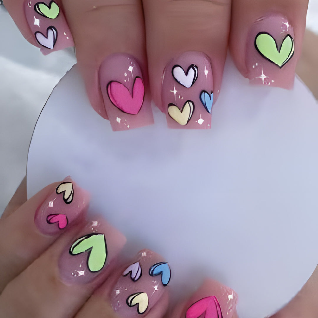 Heart-Design Press-On Nail Set Kalsten