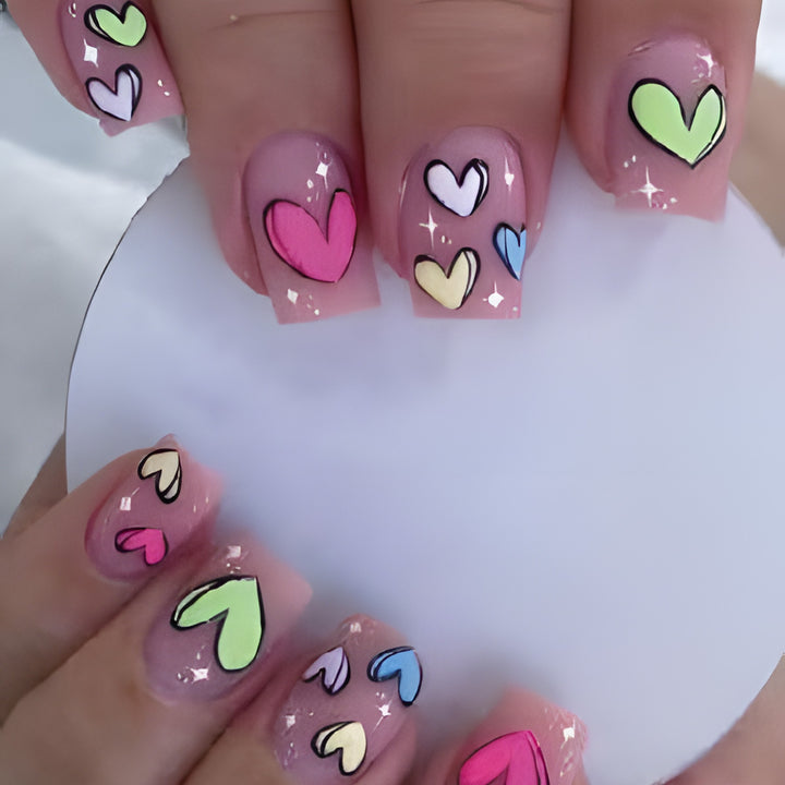 Heart-Design Press-On Nail Set Kalsten