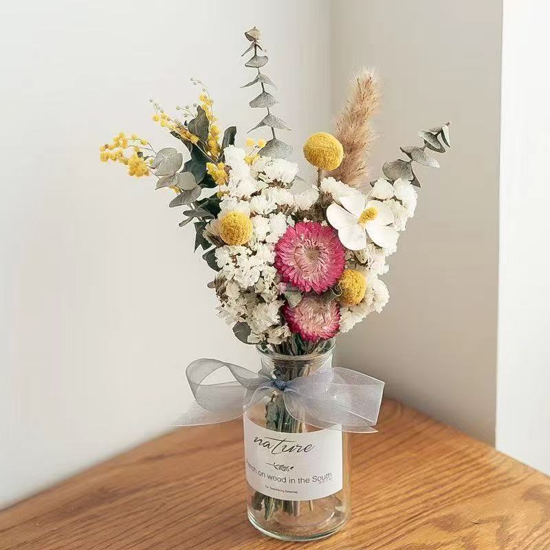 Dried Flower Bouquet Arrangement with Decorative Elements