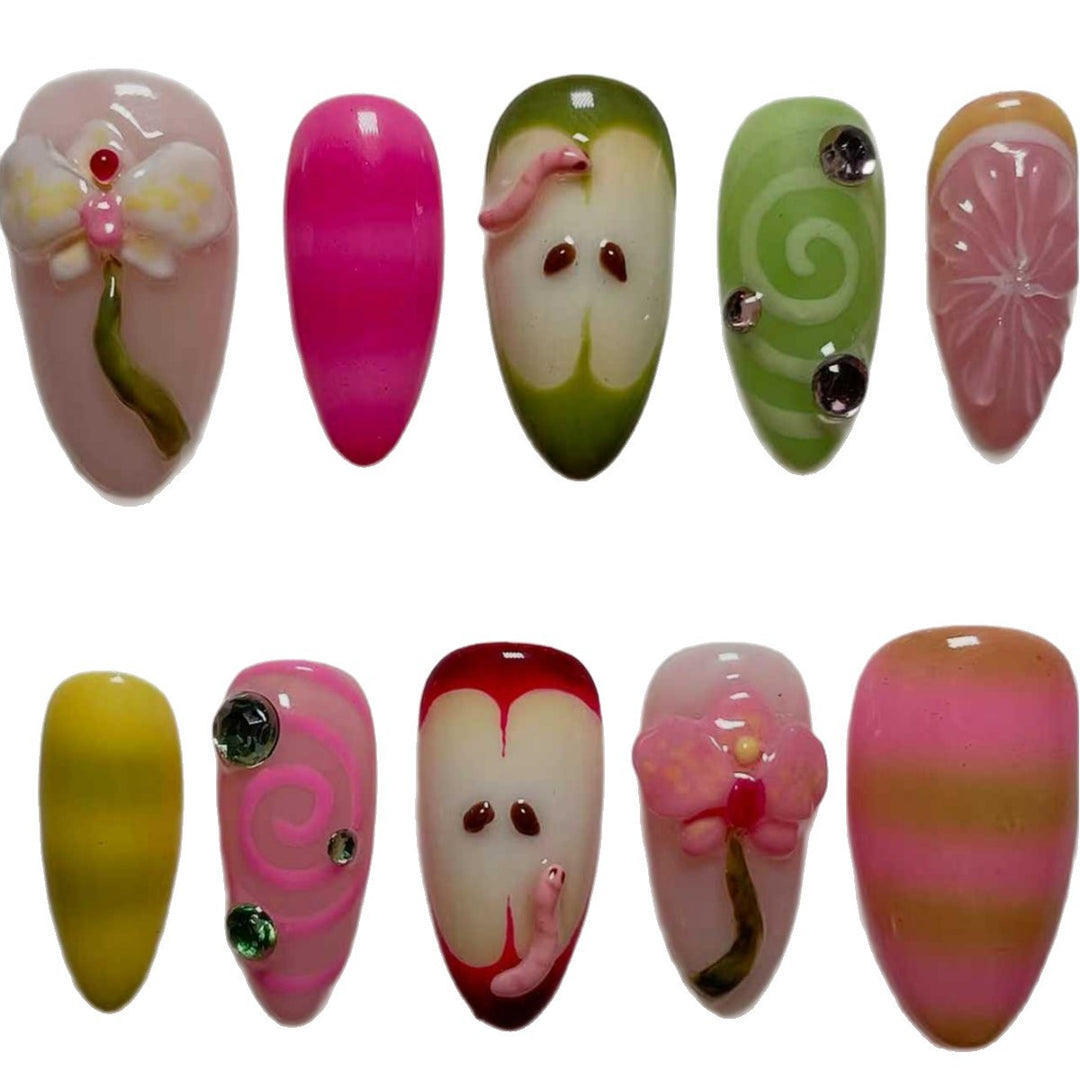 Decorative 3D Floral Press-On Nail Extensions Kalsten