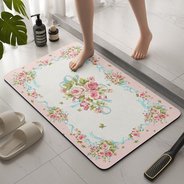Vintage Floral Bath Mat Kalsten