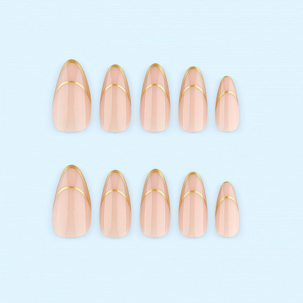Artificial nails with elegant gold lines Kalsten