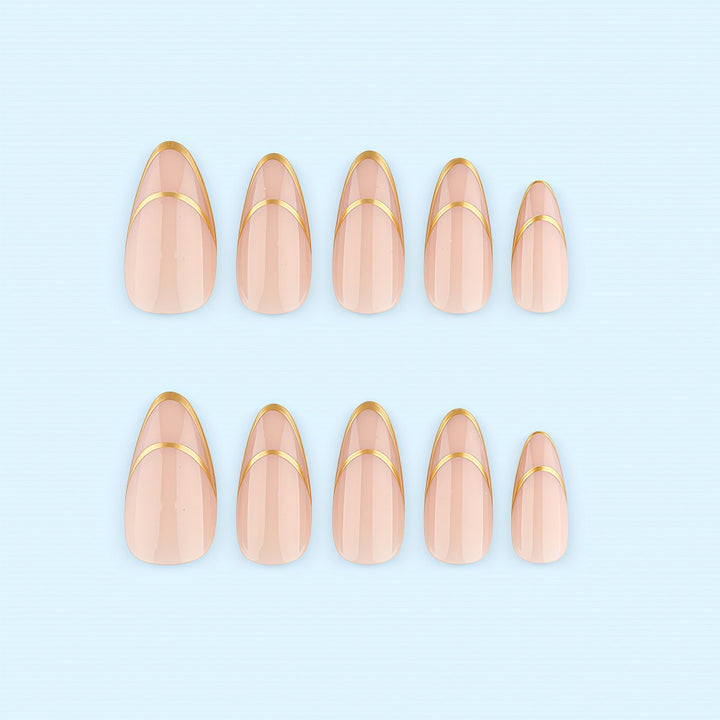 Artificial nails with elegant gold lines Kalsten