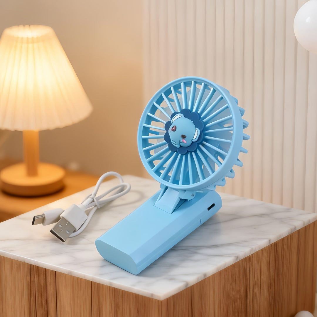 Women's Portable Mini Handheld Fan with Cute Lion Design Kalsten