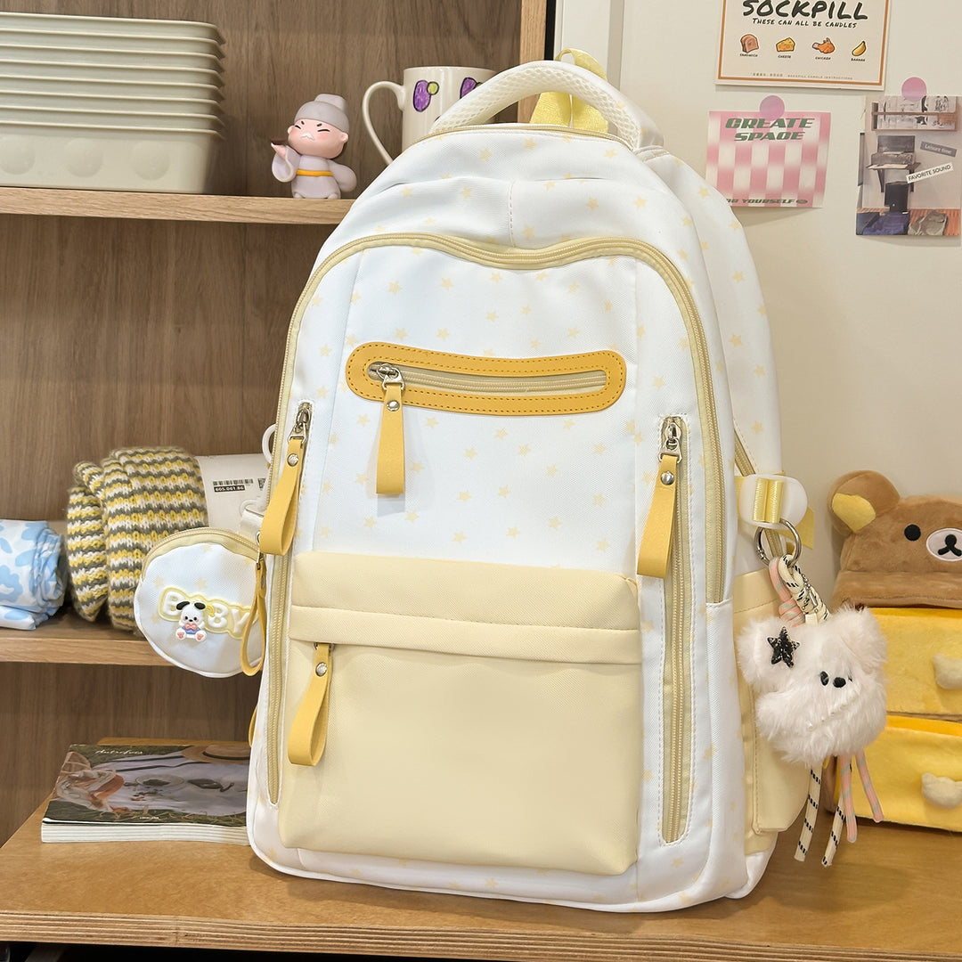 Backpack with Charming Star Applications and Practical Compartments Kalsten