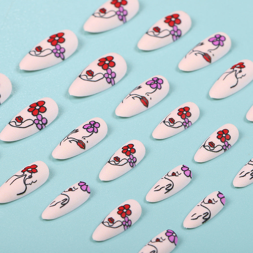 Handmade art nails with floral patterns Kalsten