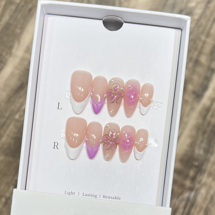 Artistic Floral Press-On Nail Set Kalsten