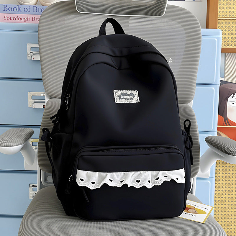 Decorative Lace-Trimmed School Backpack Kalsten