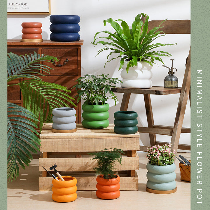 Modern Round Planters for Indoor Plant Decoration