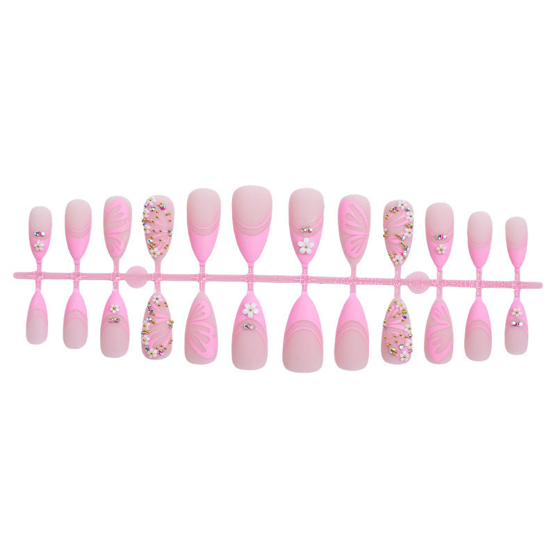 Decorative Press-On Nail Art Set with Gemstone and Floral Accents kalsten