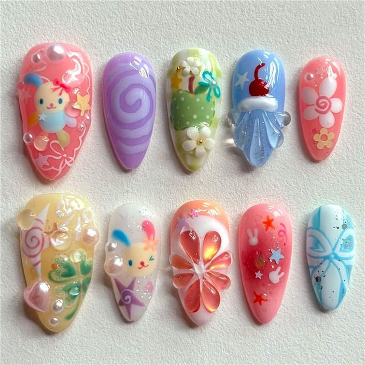 Playful Themed Press-On Nail Set Kalsten