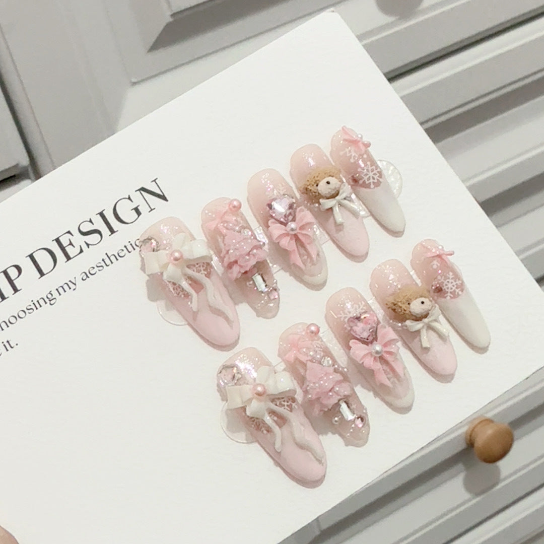 Whimsical Decorative 3D Press-On Nail Set