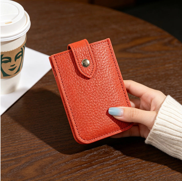 Textured Leather Cardholder with Snap Closure Kalsten