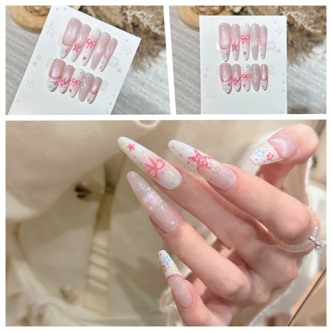 Artistic Stiletto Press-On Nail Set with Charming Patterns Kalsten