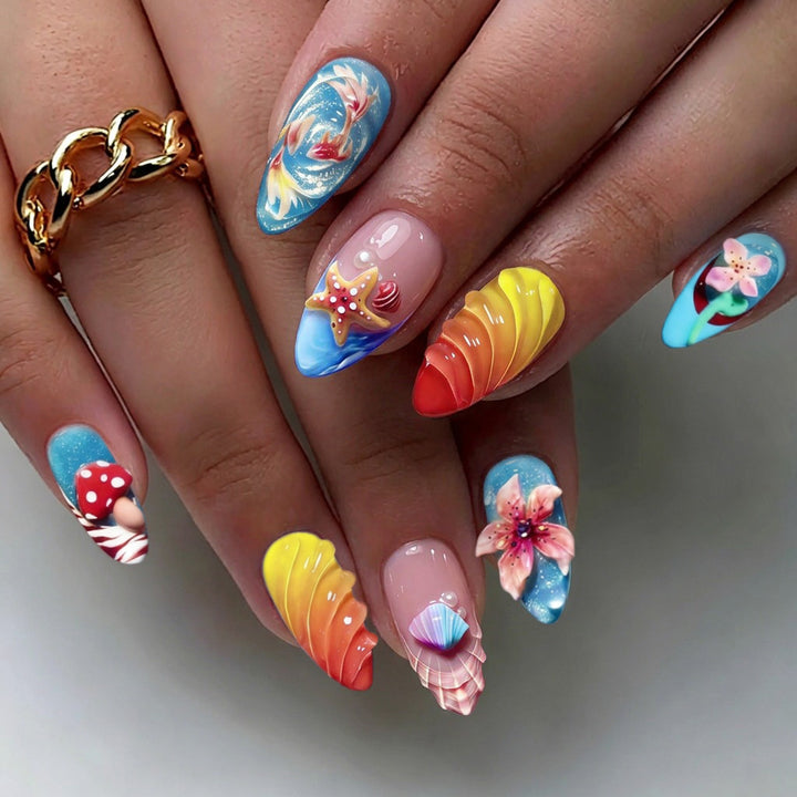 Artistic Floral Decorated Press-On Nails kalsten