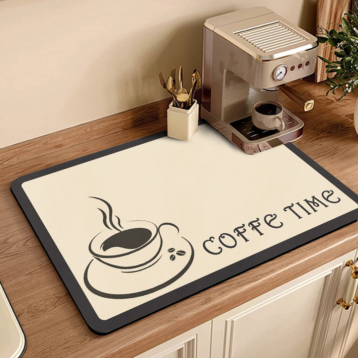 Coffee-Themed Kitchen Counter Mat