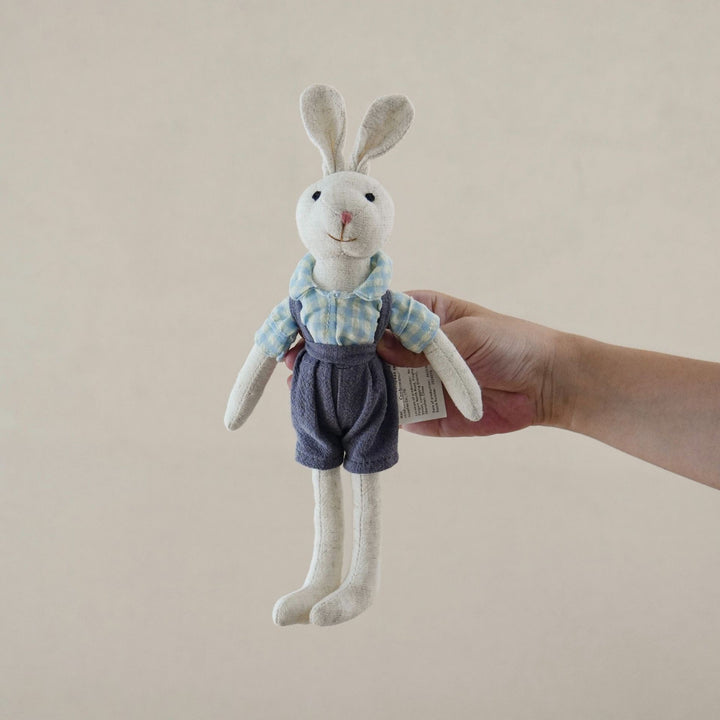 Handmade Organic Linen Bunny Doll with Long Limbs