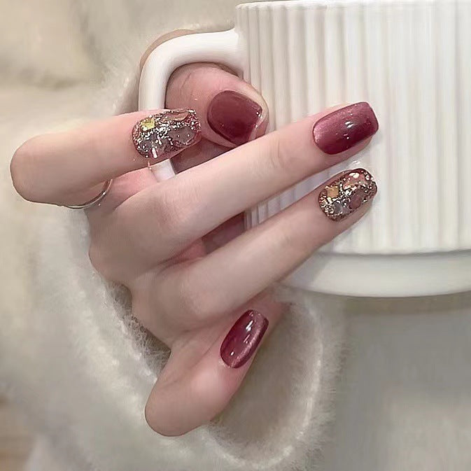 Elegant Foil and Floral Press-On Nail Set Kalsten
