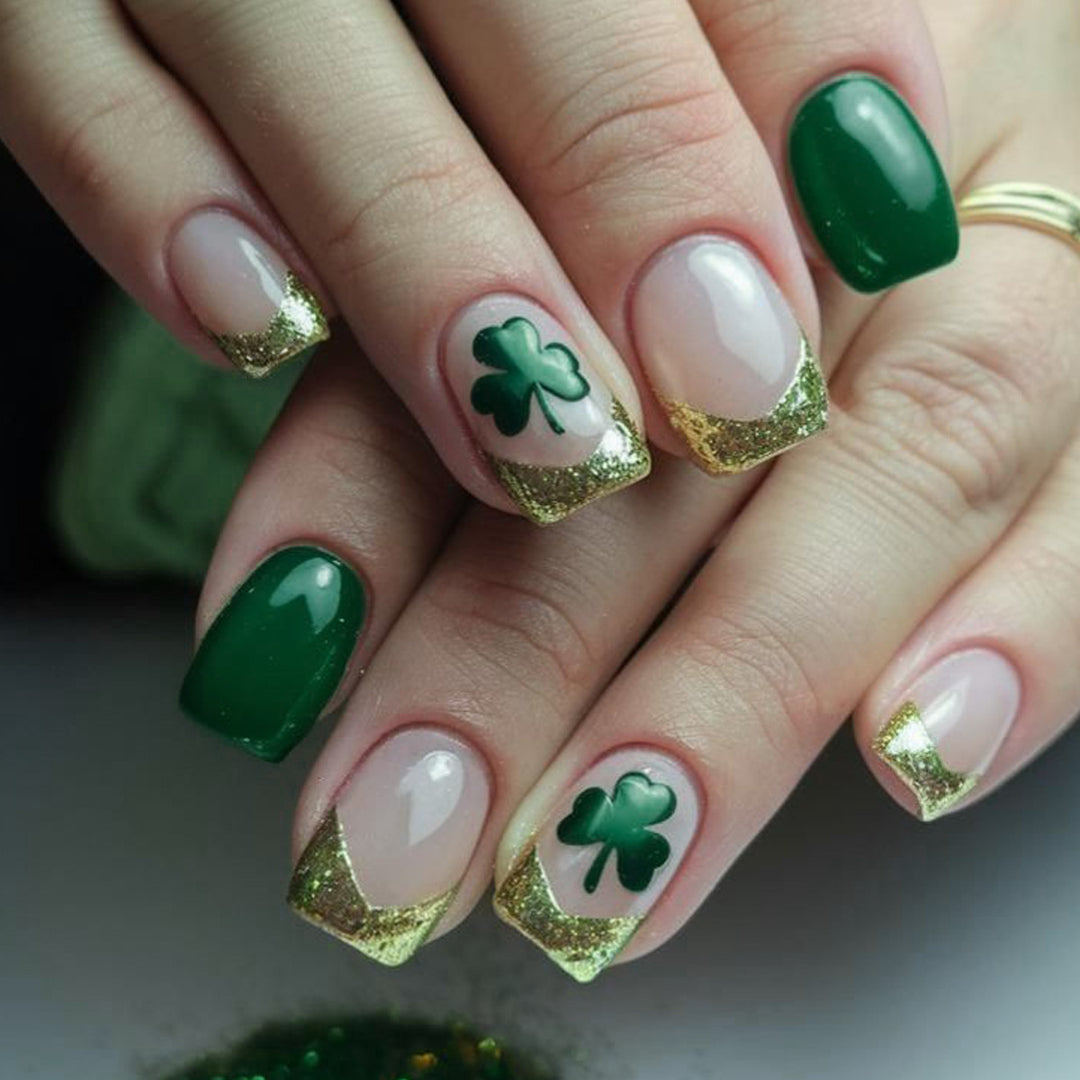 Festive Shamrock-Themed Nail Art Extensions Kalsten