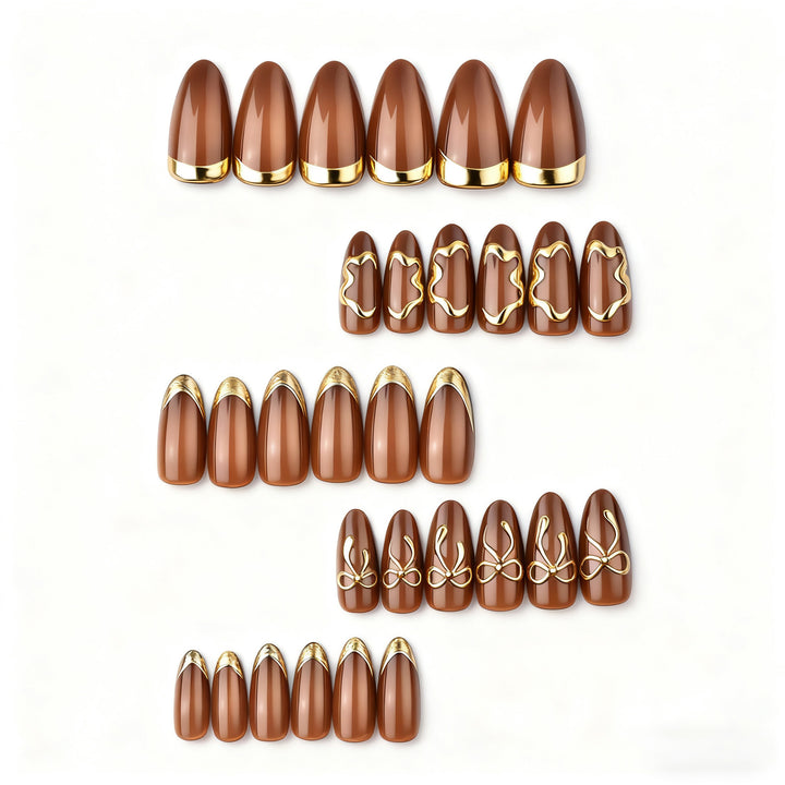 Elegant artificial nails with gold accents Kalsten