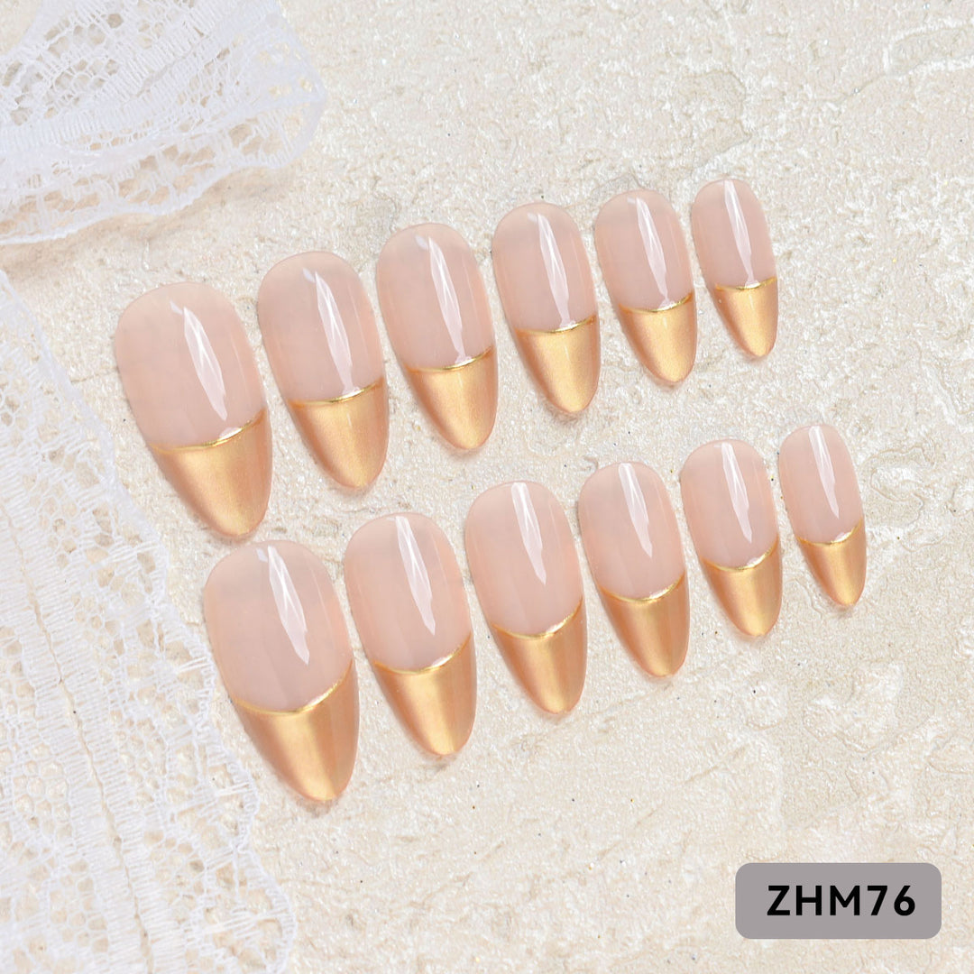 Artistic Press-On Nail Set with Cherry Blossom Design Kalsten