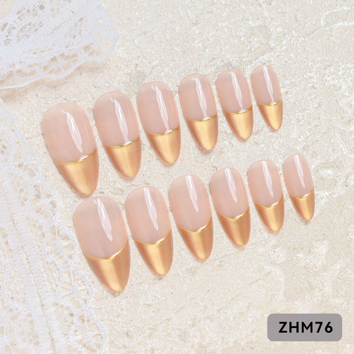Artistic Press-On Nail Set with Cherry Blossom Design Kalsten