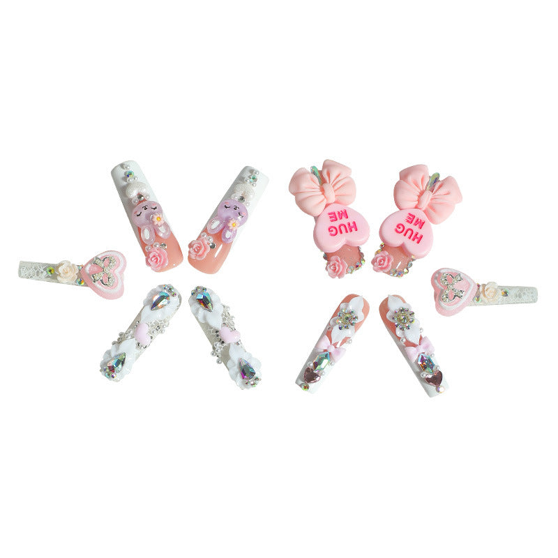 Creative nail art set with playful animal and heart motifs Kalsten