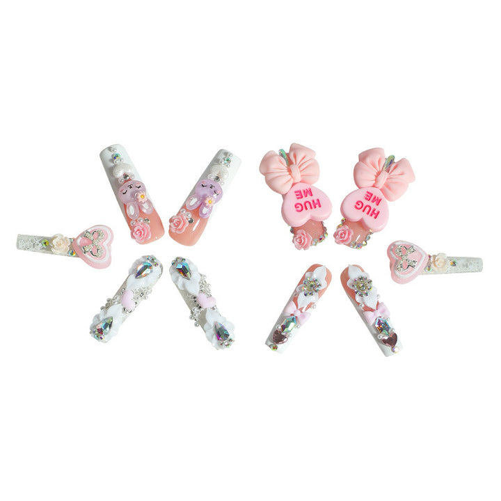 Creative nail art set with playful animal and heart motifs Kalsten