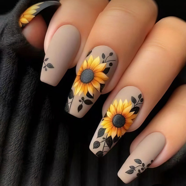 Artificial nails with sunflower motif Kalsten