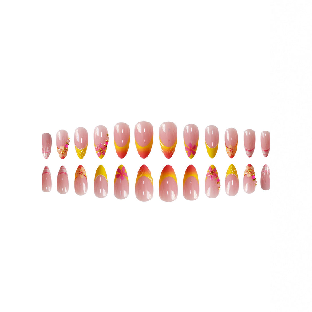 Artistic Floral Accent Press-On Nail Set Kalsten