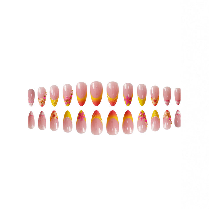 Artistic Floral Accent Press-On Nail Set Kalsten