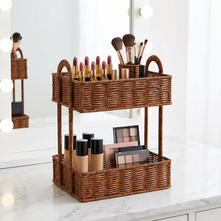 Bathroom shelf entirely made of rattan Kalsten