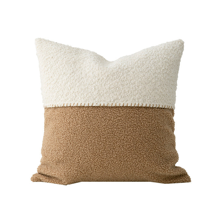 Decorative bouclé pillow with teddy fleece structure and decorative stitching Kalsten