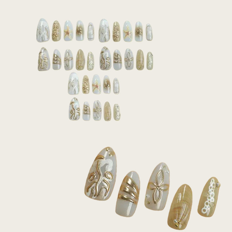 Elegant artificial nails with maritime motifs Kalsten