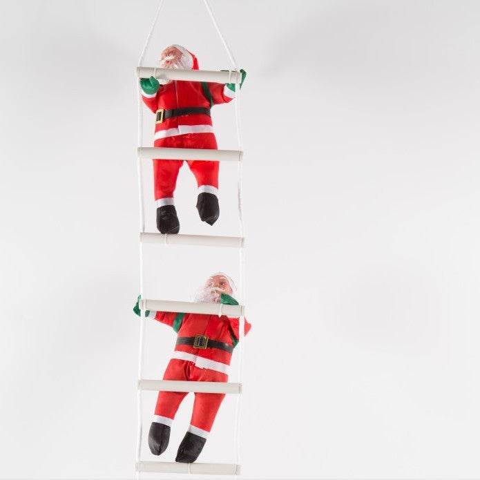 Decorative Santa Claus figures with ladder