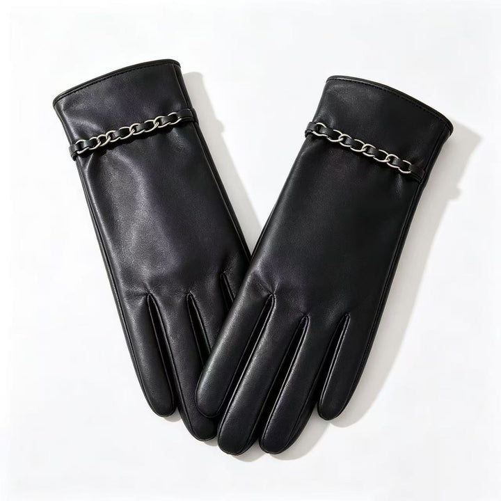 Chic Leather Gloves with Chain Detail Kalsten