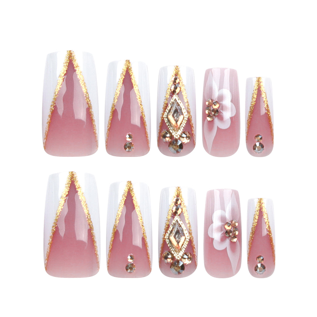 Artistic nail extensions with floral and glitter accents Kalsten