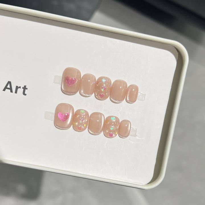 Heart-Accent Press-On Nail Set Kalsten