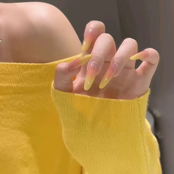 Artificial nails with elegant ombre effect and glitter accents Kalsten