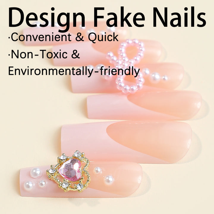 Luxury artificial nail set with glamorous embellishments Kalsten