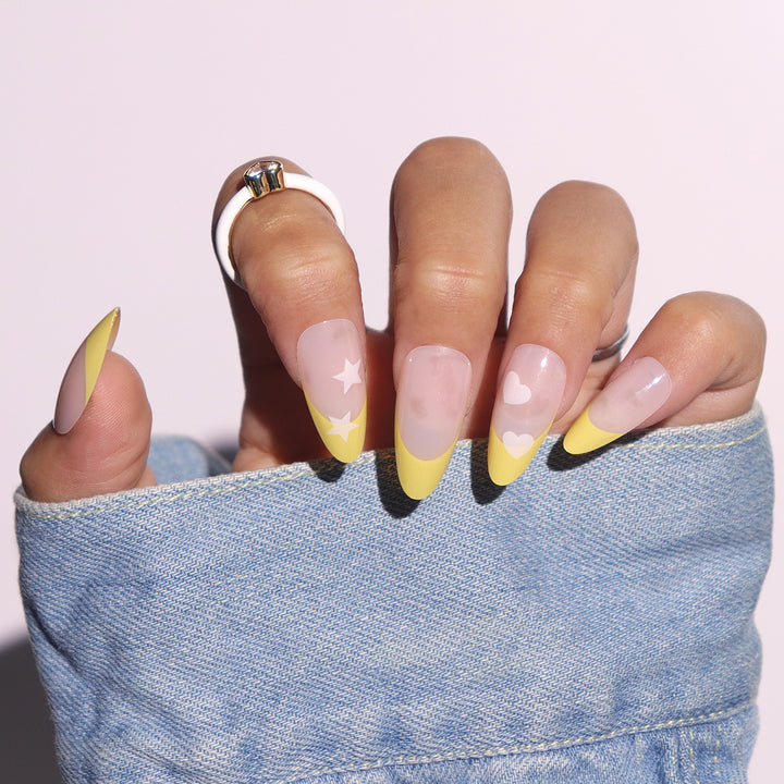 Elegant Stiletto Press-On Nails with Heart and Star Patterns Kalsten