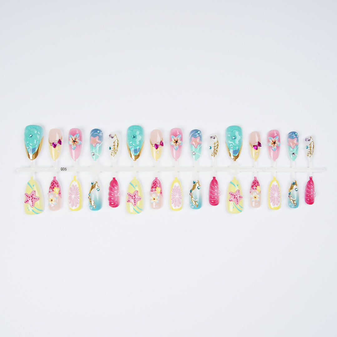 Colorful artificial nails with rhinestones Kalsten
