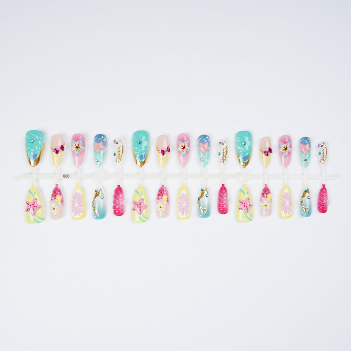 Colorful artificial nails with rhinestones Kalsten