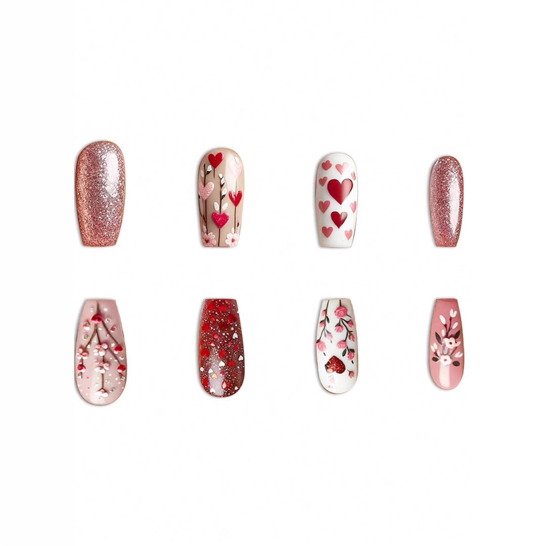 Heart-Themed Decorative Press-On Nail Art Kalsten